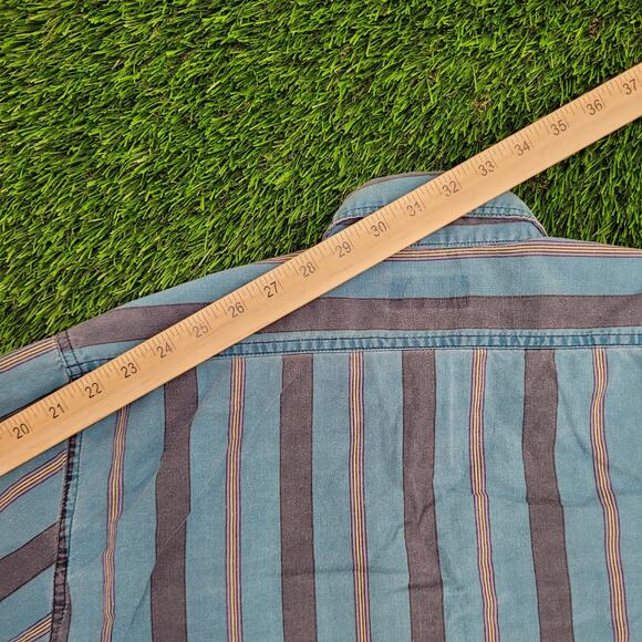 Campus Striped Button Shirt Small 20x28 Disco Hippie Baggy - Picture 4 of 12